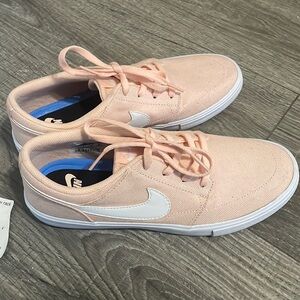 Nike Women’s Peach Canvas Sneakers with White Swoosh